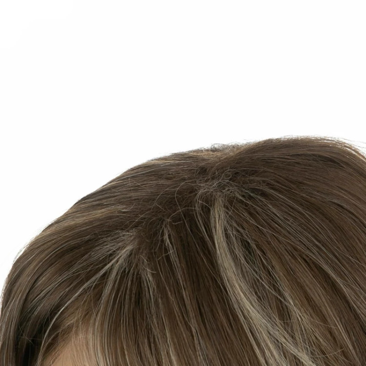 کلاه گیس صاف ۵۰ سانتی، رنگ هایلایت بلوند و قهوهای خاکی، الیاف ابریشم حرارتی