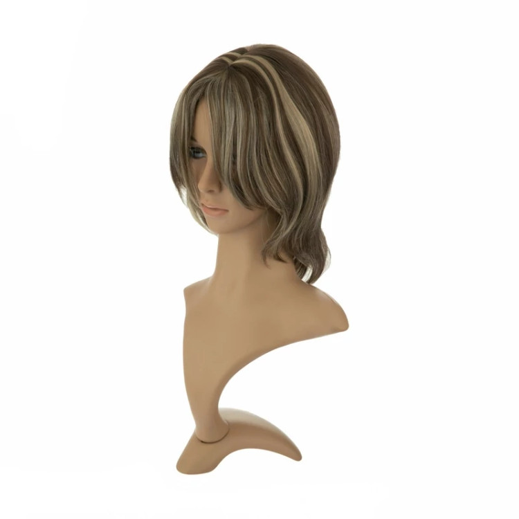 بهترین قیمت کلاه گیس کوتاه صاف، رنگ هایلایت بلوند تیره، بافت الیاف ابریشم درجه یک