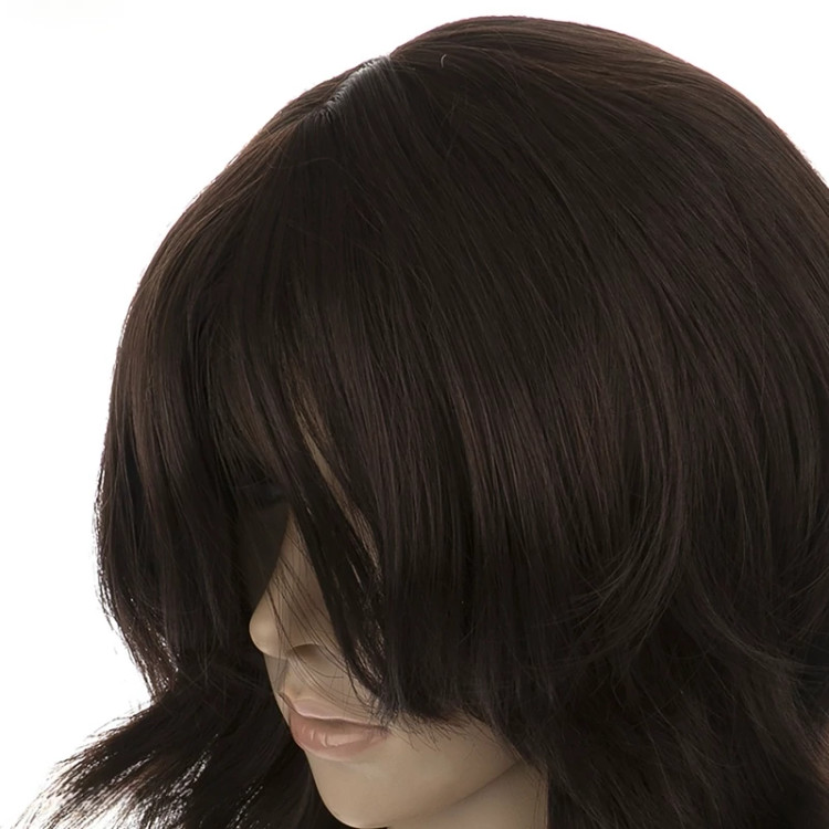 کلاه گیس ۳۵ سانتی لیرخورده، رنگ ماهگونی شکلاتی گرم، الیاف ابریشم حرارتی و ضد حساسیت