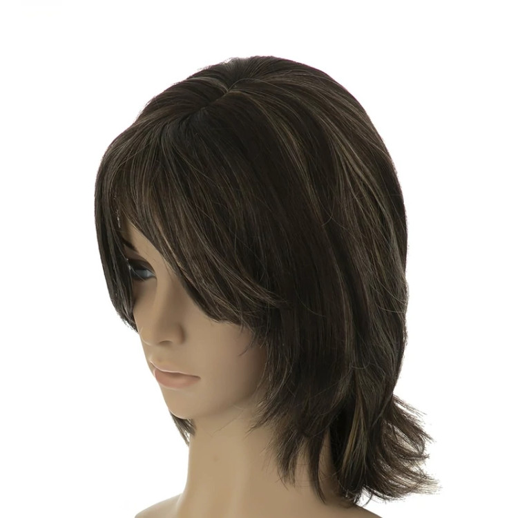 کلاه گیس مدل مصری صاف، رنگ قهوهای تیره، الیاف ابریشم حرارتی و ضد حساسیت