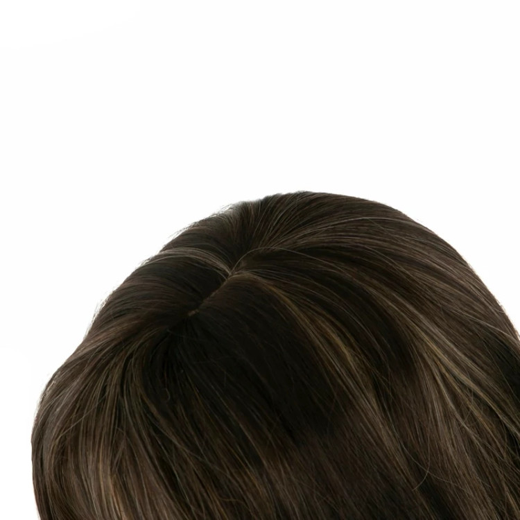 بهترین قیمت کلاه گیس کوتاه قهوهای، رنگ هایلایت طلایی، بافت الیاف ابریشم کیفیت درجه یک