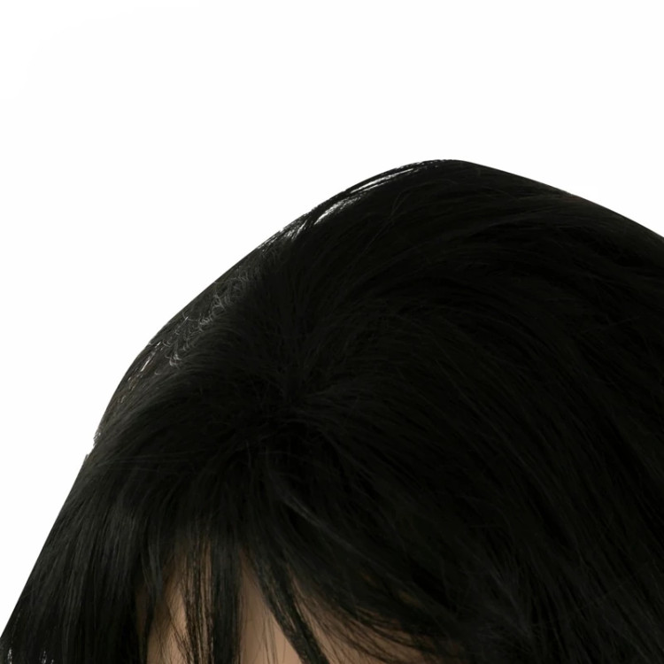 کلاه گیس کوتاه فر ساتورا مدل BAMOO3، رنگ مشکی پرکلاغی براق، طول ۲۵ سانتیمتر