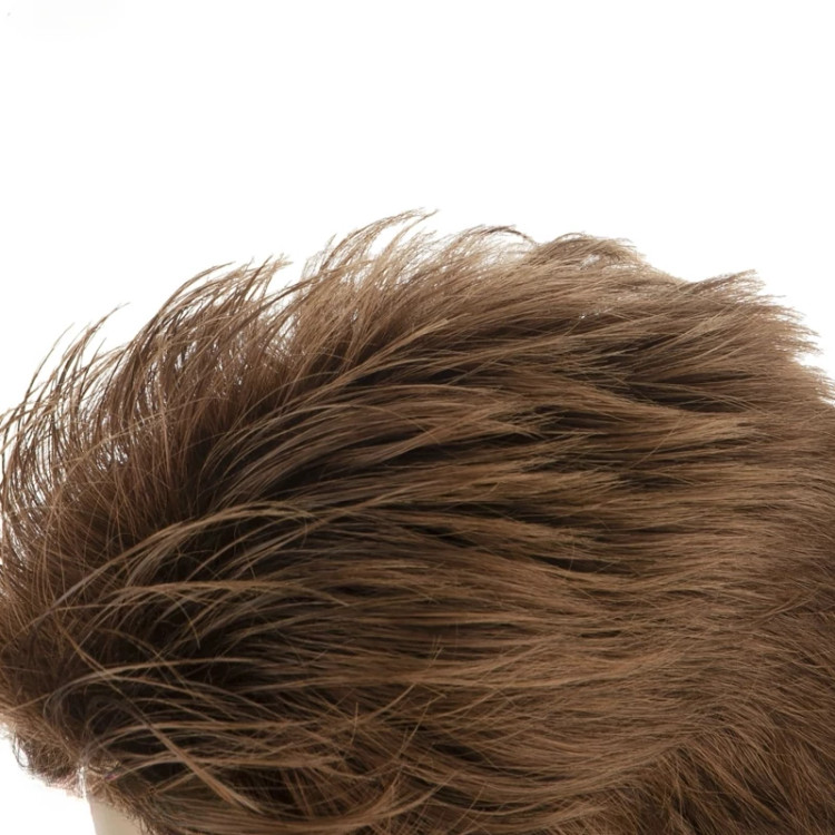 کلاه گیس کوتاه نامتقارن ۲۰ سانتی، رنگ مسی روشن، الیاف ابریشم حرارتی و ضد حساسیت