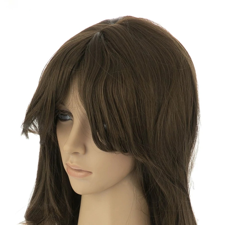 کلاه گیس صاف ۵۰ سانتی، رنگ زیتونی تیره، الیاف ابریشم حرارتی، مناسب استایل شیک