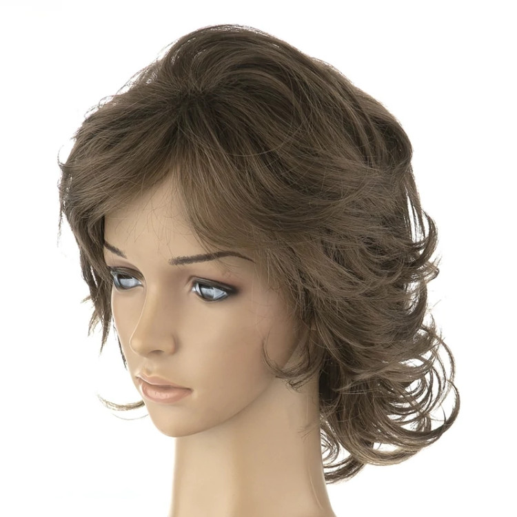 کلاه گیس فر متراکم پرحجم، رنگ زیتونی روشن جسورانه، الیاف ابریشم حرارتی