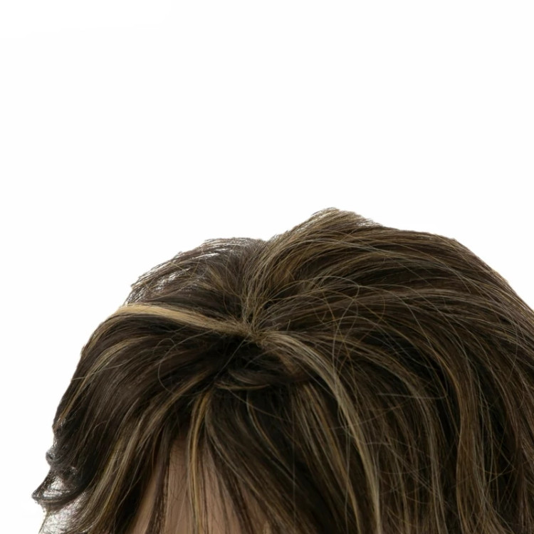 کلاه گیس فر پرحجم ۲۵ سانتی، رنگ قهوهای تیره گرم، الیاف ابریشم حرارتی و ضد حساسیت