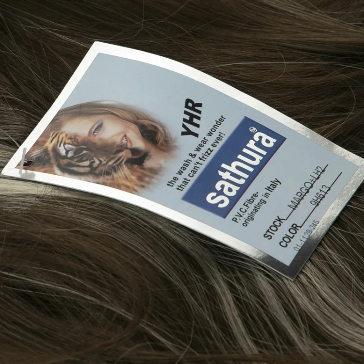 کلاه گیس صاف ۵۰ سانتی، رنگ هایلایت بلوند و قهوهای خاکی، الیاف ابریشم حرارتی و ضد حساسیت