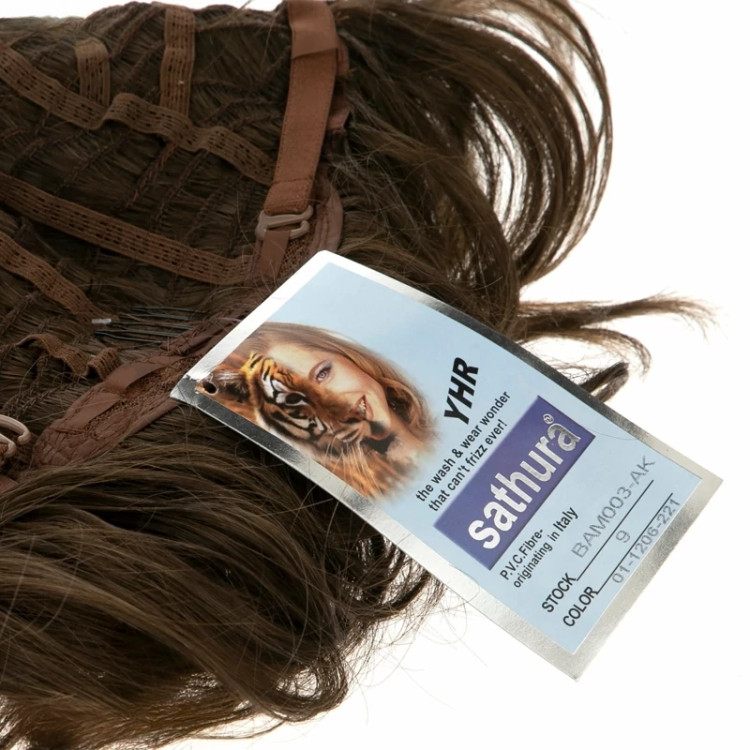 کلاه گیس فر پرحجم ۲۵ سانتی، رنگ زیتونی تیره خاص، الیاف ابریشم حرارتی و ضد حساسیت