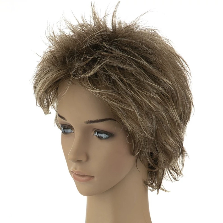 کلاه گیس مدل کرنلی برند ساتورا، رنگ قهوهای هایلایت بلوند، الیاف ابریشم حرارتی و ضد حساسیت