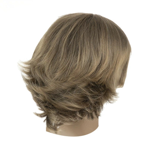 کلاه گیس کوتاه لایهلایه ساتورا مدل SY_107، رنگ آمبره زیتونی تا بلوند روشن، طول ۲۵ سانتیمتر
