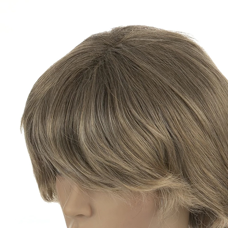 کلاه گیس ۲۵ سانتی آمبره، تکنیک زیتونی به بلوند روشن، الیاف ابریشم حرارتی