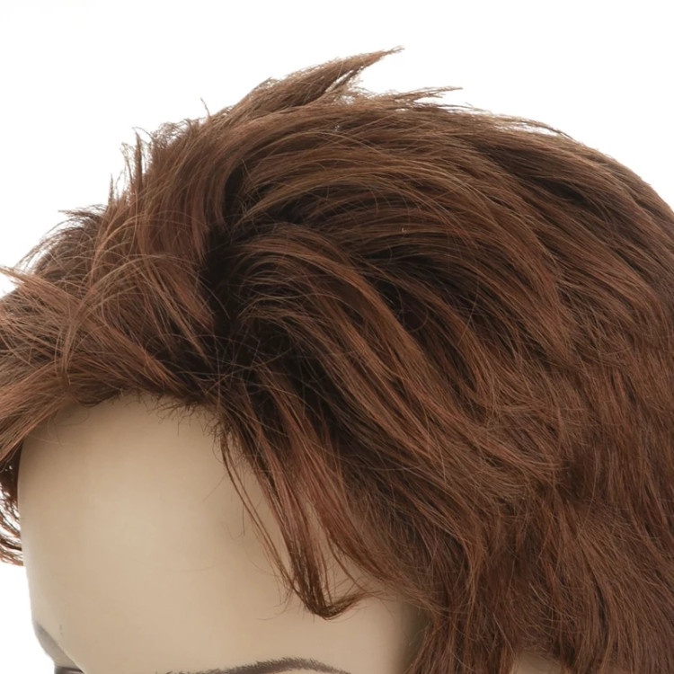 کلاه گیس کوتاه نامتقارن ۲۰ سانتی، رنگ مسی تیره گرم، مناسب برای استایل پاییزی