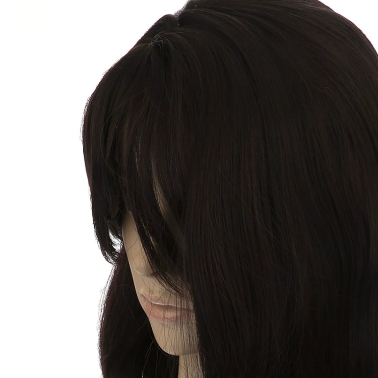 کلاه گیس صاف ۵۰ سانتی، رنگ شرابی تیره شیک، الیاف ابریشم حرارتی و براق