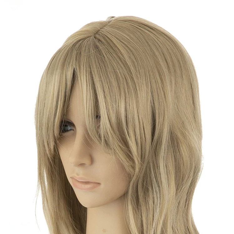 کلاه گیس صاف ۵۰ سانتی، رنگ بلوند کرم کنفی شیک، الیاف ابریشم حرارتی و ضد حساسیت