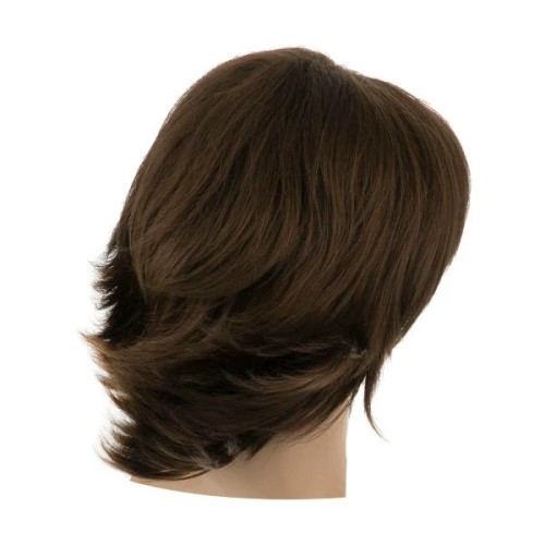 کلاه گیس کوتاه لایهلایه ساتورا مدل SY_107، رنگ زیتونی تیره جذاب، طول ۲۵ سانتیمتر