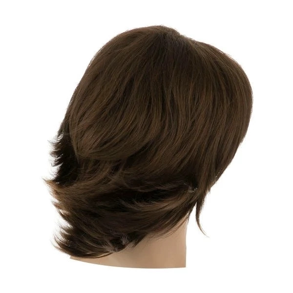 کلاه گیس کوتاه لایهلایه ساتورا مدل SY_107، رنگ زیتونی تیره جذاب، طول ۲۵ سانتیمتر