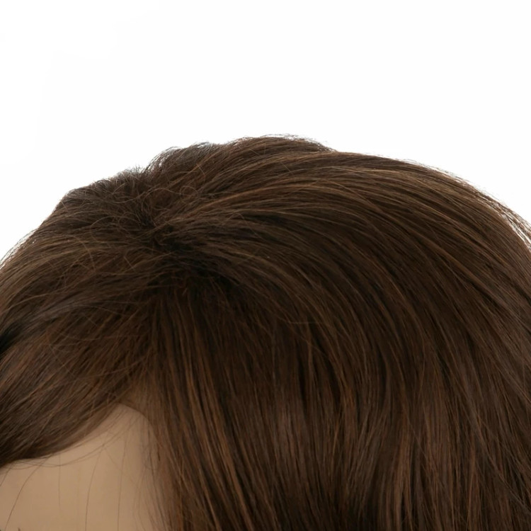 جزئیات کلاه گیس فر باز متوسط، رنگ تنباکویی تیره شیک، قابلیت شستشو و حالتدهی