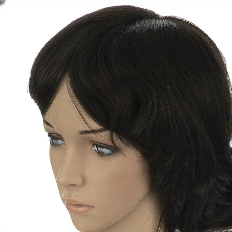 کلاه گیس ۲۵ سانتی کوتاه و منظم، رنگ مشکی کلاسیک، الیاف ابریشم حرارتی و ضد حساسیت