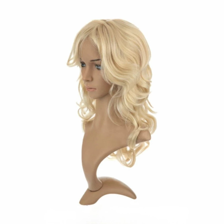 بهترین قیمت کلاه گیس فر درشت، رنگ بلوند روشن، الیاف ابریشم حرارتی و ضد حساسیت