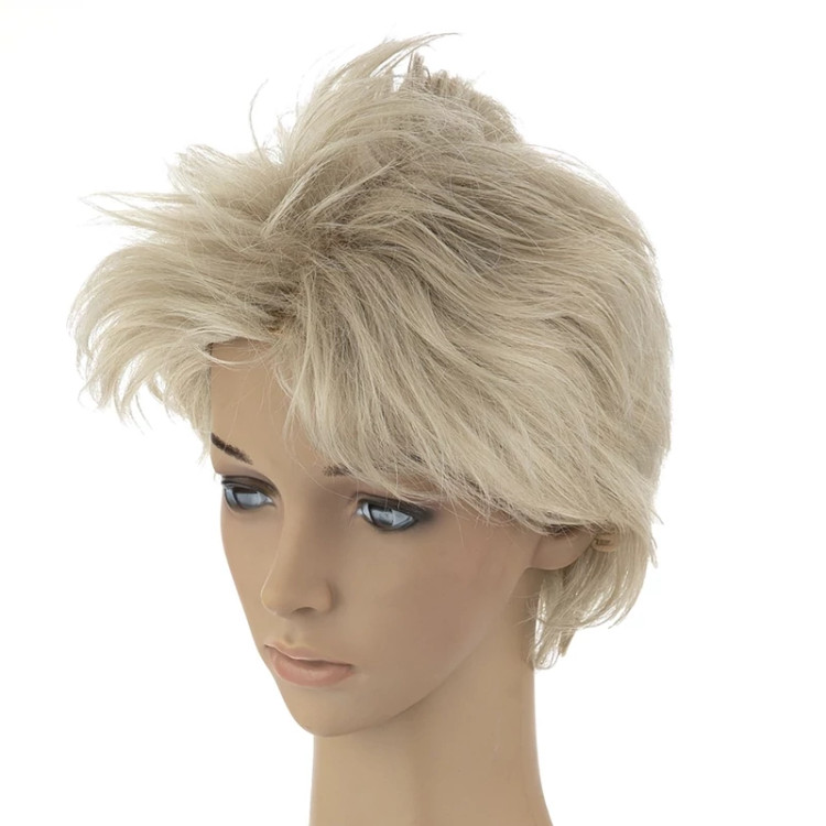 بهترین قیمت کلاه گیس کرنلی، رنگ بلوند پلاتینه، بافت الیاف درجه یک و پرحجم