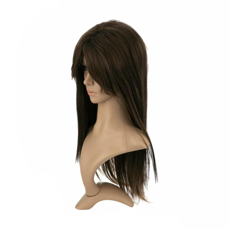 کلاه گیس صاف ۵۰ سانتی، رنگ زیتونی تیره خاص، الیاف ابریشم حرارتی و ضد حساسیت