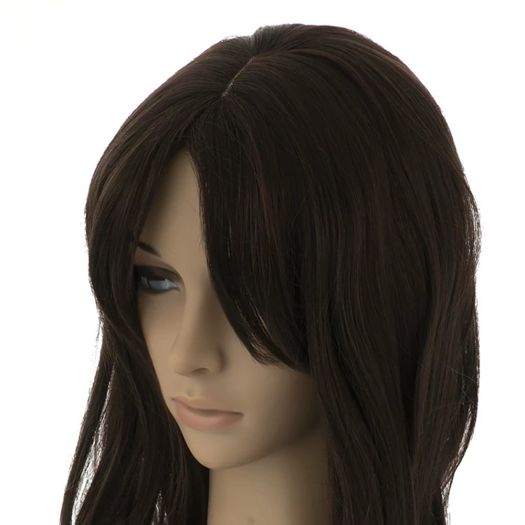 کلاه گیس صاف ۵۰ سانتی با رنگ ماهگونی شکلاتی پرعمق، مناسب حالتدهی با سشوار و اتو