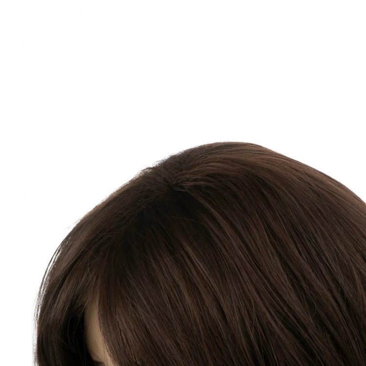 کلاه گیس صاف ۵۰ سانتی، ترکیب رنگ ماهگونی شکلاتی، الیاف ابریشم حرارتی و ضد حساسیت