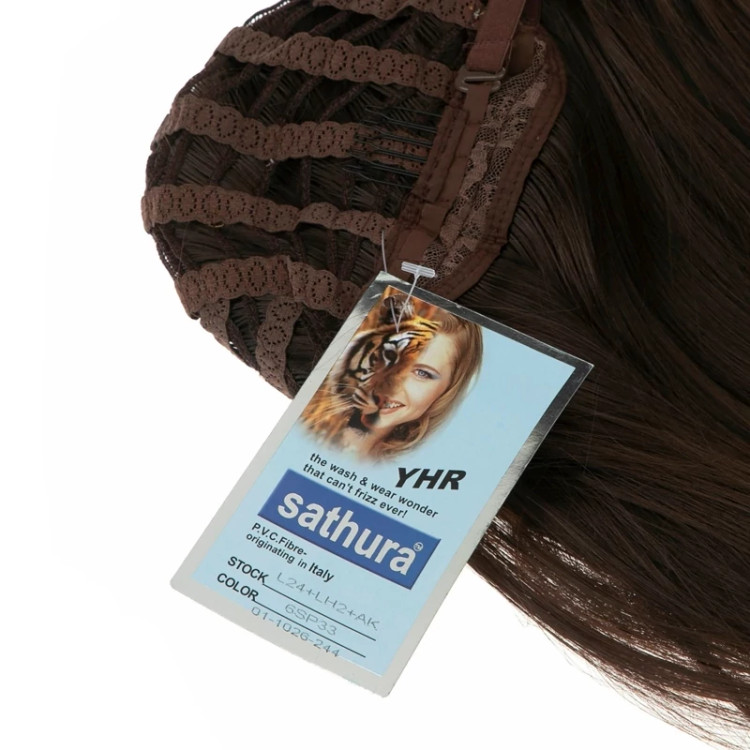 خرید کلاه گیس صاف بلند برند ساتورا، بافت لخت، طراحی بدون فرق و پرپشت