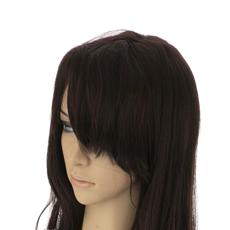 کلاه گیس صاف ۵۰ سانتی، رنگ شرابی تیره خاص، الیاف ابریشم حرارتی و براق