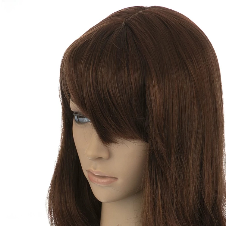 خرید کلاه گیس صاف بلند مسی تیره برند ساتورا، بافت لخت، دارای فرق ثابت طبیعی