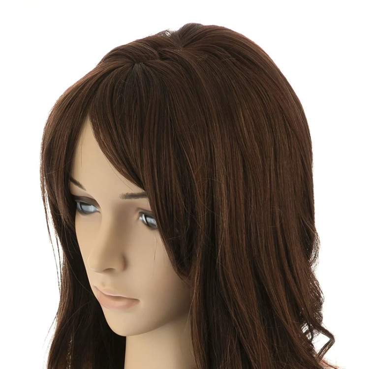 کلاه گیس ۵۰ سانتیمتری صاف، رنگ مسی پاییزی، الیاف قابل حرارت برای اتو و سشوار