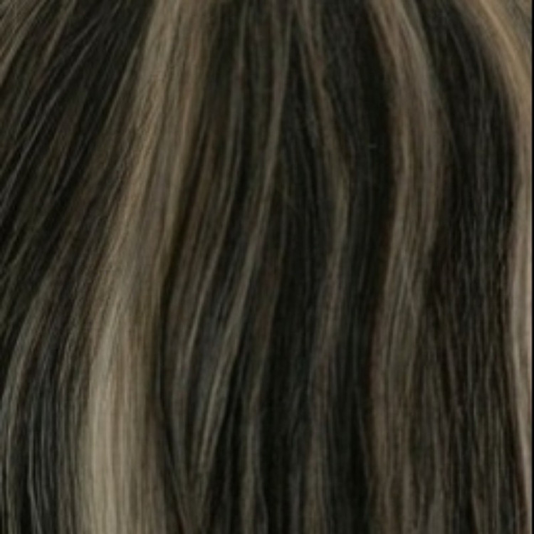 تصویر کلاه گیس مشکی با هایلایت بلوند، مدل L24 AK، ترکیبی چشمنواز و عمقدار